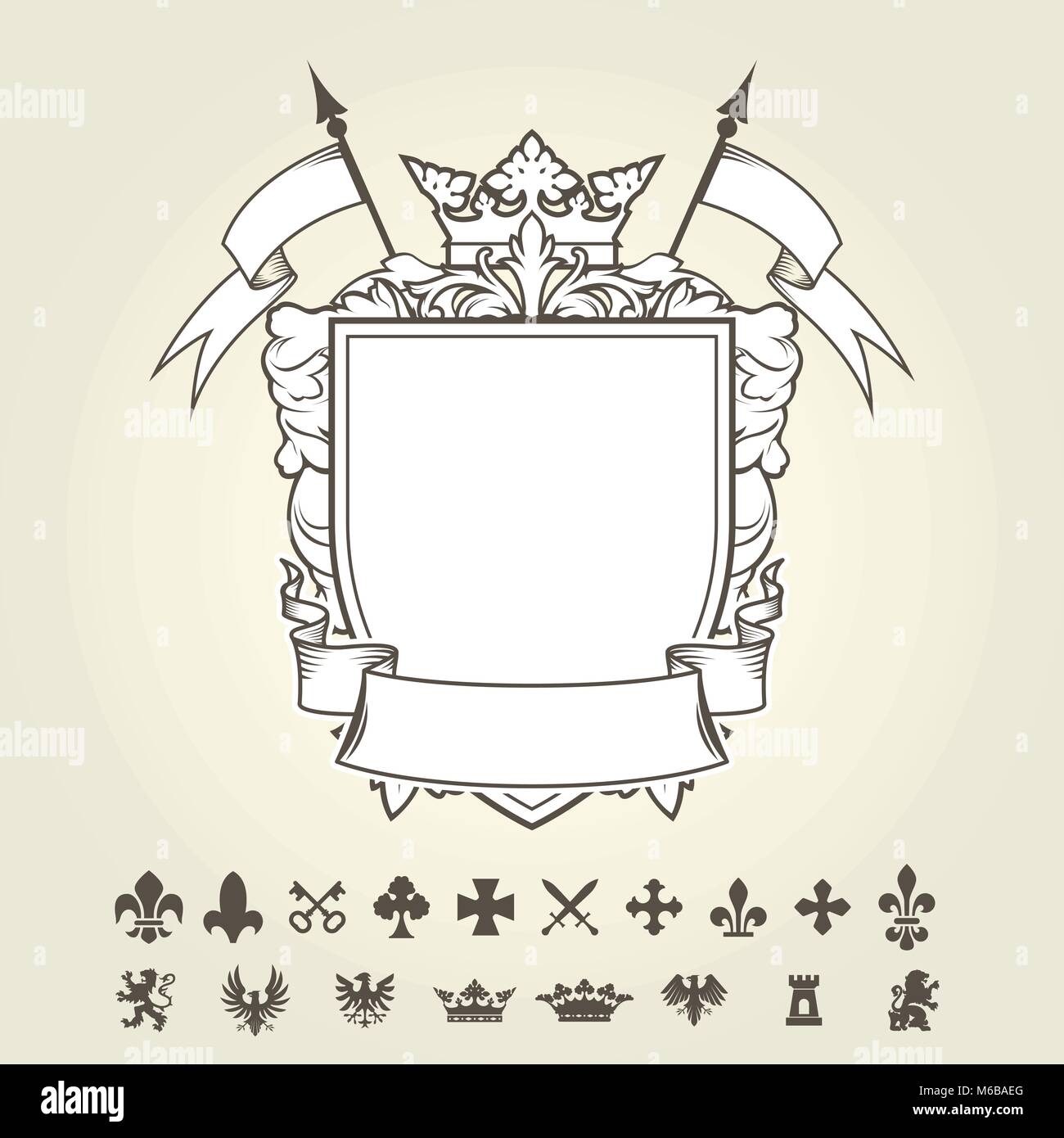 Modele Vierge De Blason Du Bouclier Et Definir Des Symboles Heraldiques Image Vectorielle Stock Alamy