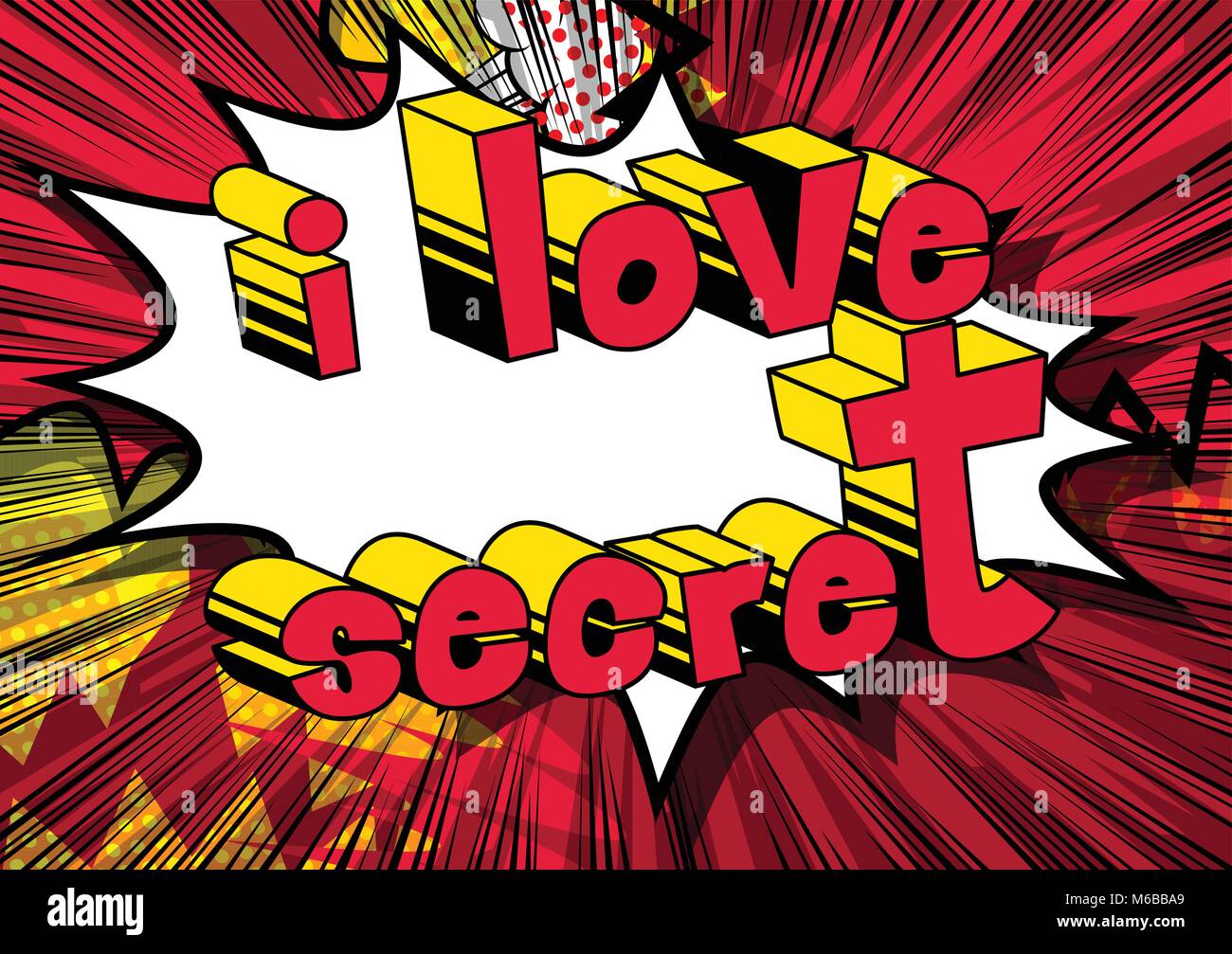 J'adore Secret - comic book style phrase sur fond abstrait. Illustration de Vecteur