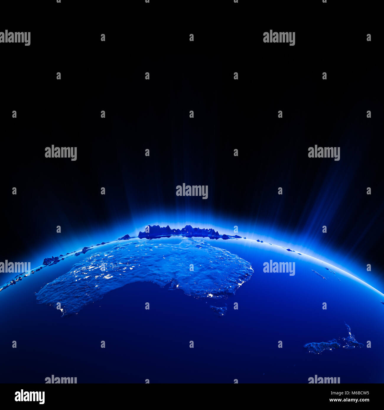 L'Australie et la Nouvelle Zélande les lumières de nuit le rendu 3D Banque D'Images