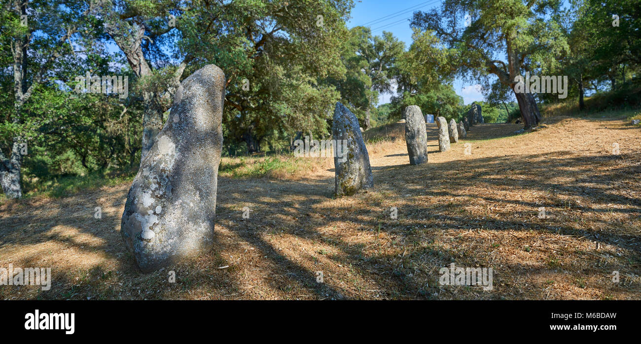 Photos et images de l'âge du Cuivre préhistoriques anthropomorphes proto standing stone statue Menhirs dans la Biru 'e archaeolological Localita Golfo di site, Sorgono, Banque D'Images