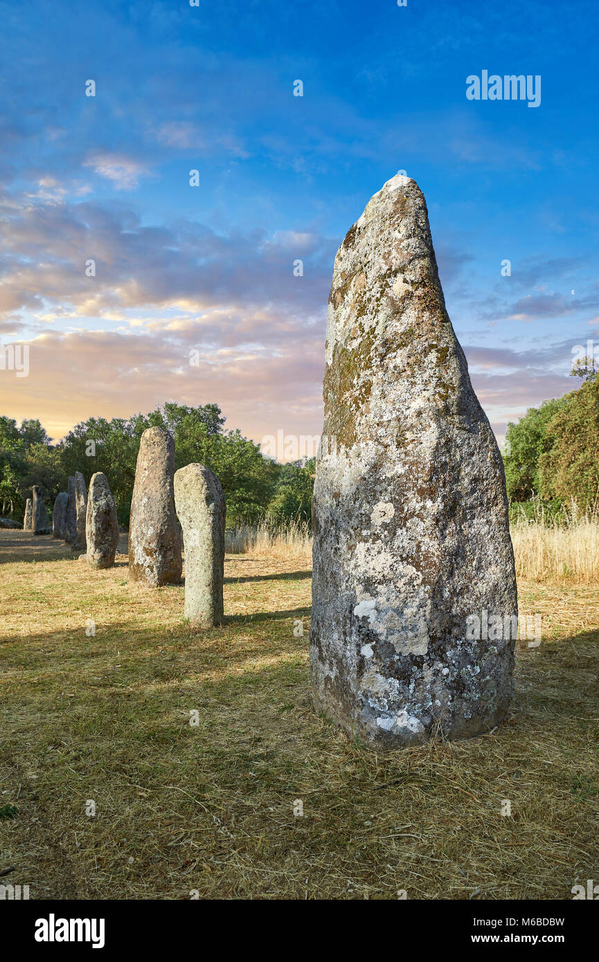 Photos et images de l'âge du Cuivre préhistoriques anthropomorphes proto standing stone statue Menhirs dans la Biru 'e archaeolological Localita Golfo di site, Sorgono, Banque D'Images