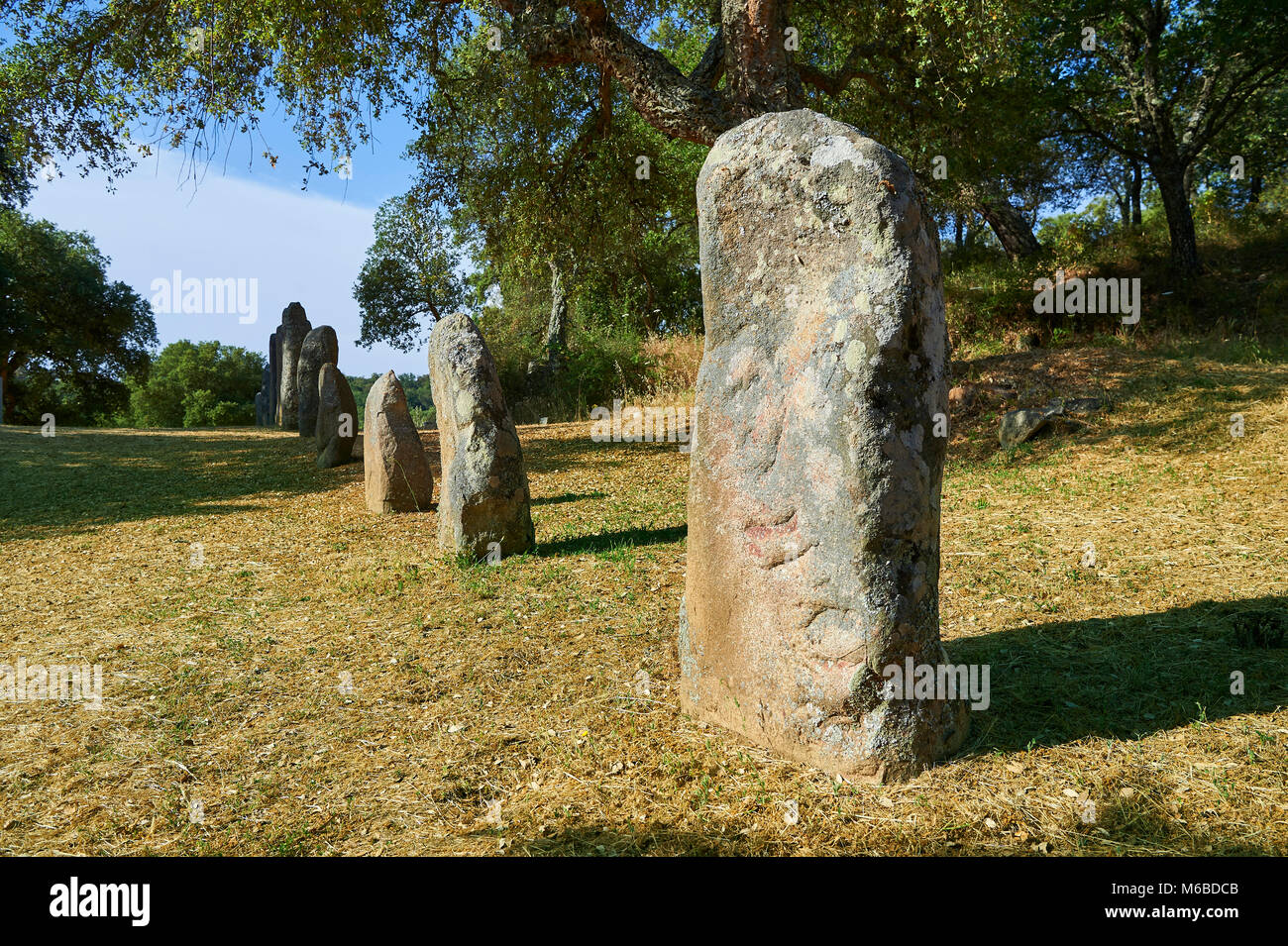 Photos et images de l'âge du Cuivre préhistoriques anthropomorphes proto standing stone statue Menhirs dans la Biru 'e archaeolological Localita Golfo di site, Sorgono, Banque D'Images
