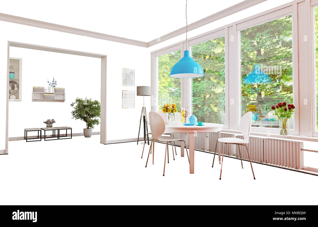 Maison isolée d'intérieur et décoration. Concept 3d illustration Banque D'Images