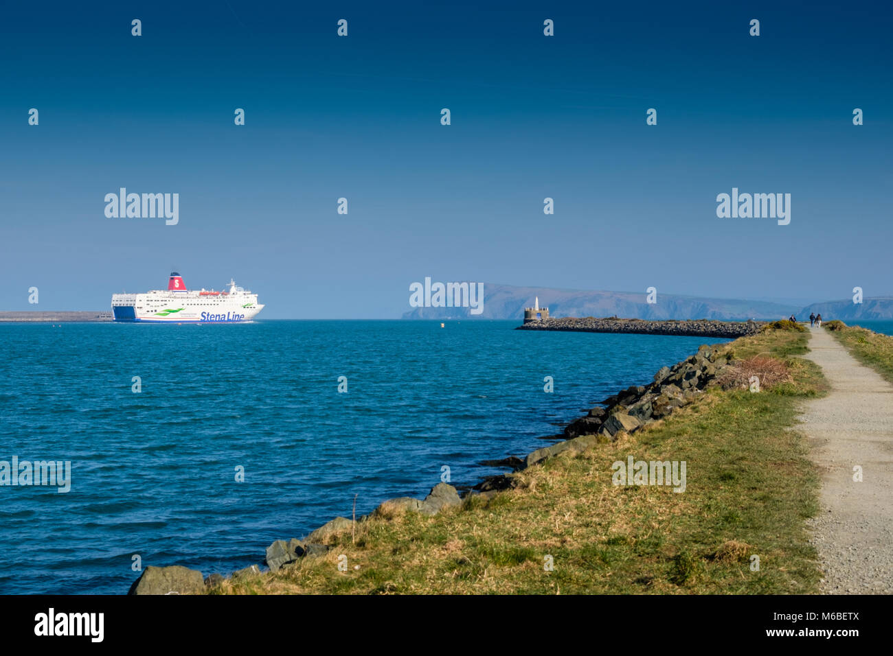 Ferry Stena Europe au départ de Fishguard Harbour à Goodwick, Fishguard, Pembrokeshire, Pays de Galles Banque D'Images