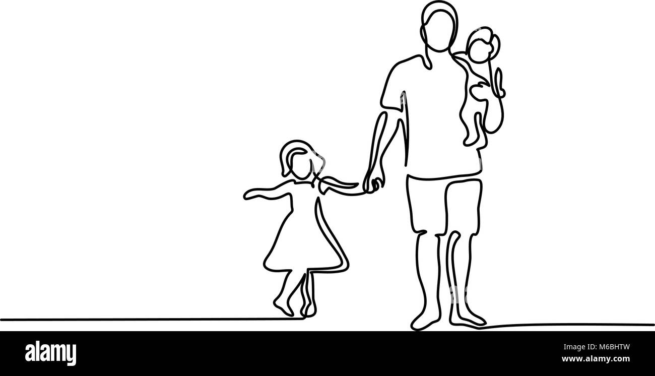 Avec Père Fils Fille silhouette Illustration de Vecteur