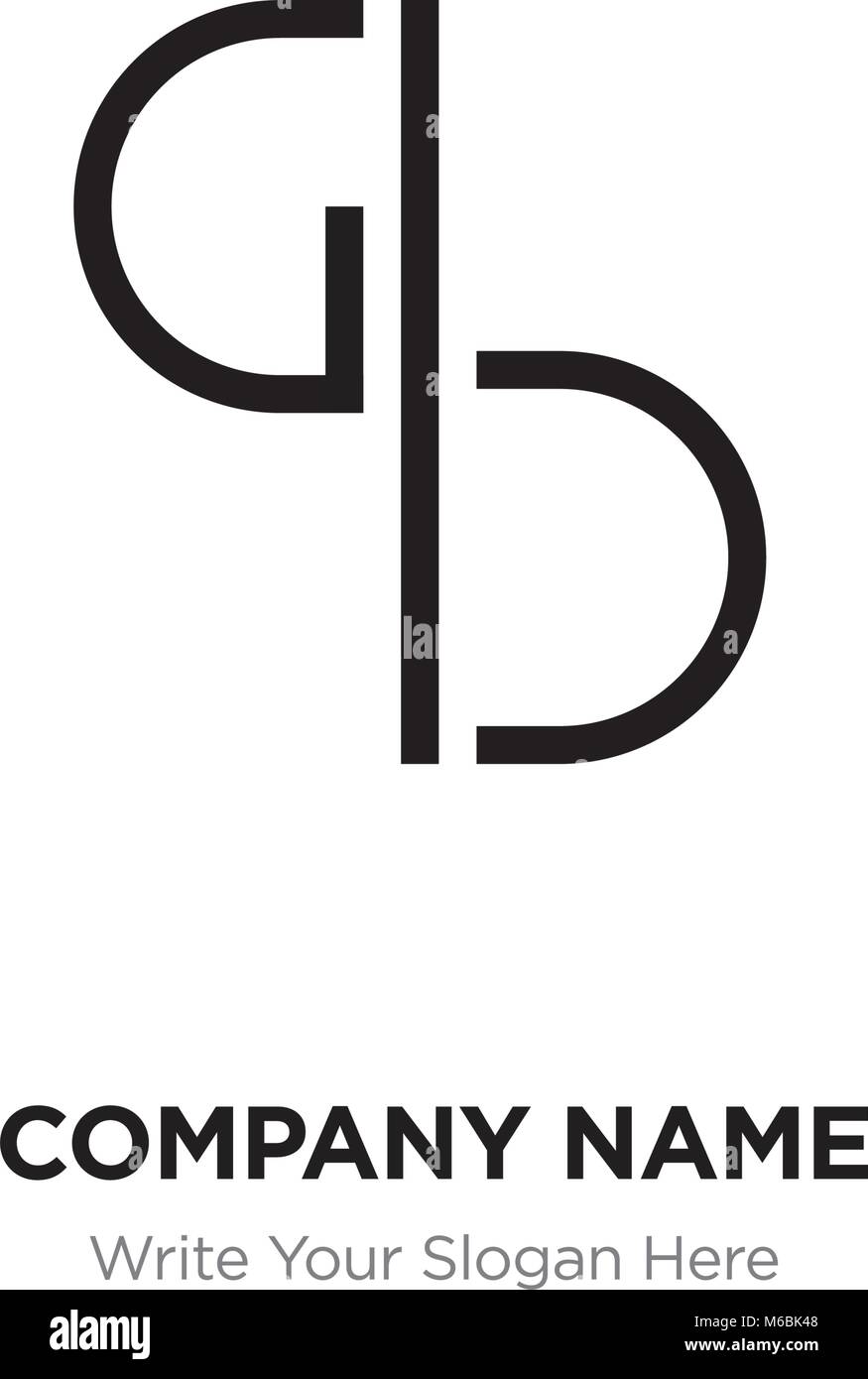 Résumé lettre BG,Go modèle de conception de logo, Alphabet noir lettres initiales Nom de l'entreprise concept. Télévision ligne mince segments reliés les uns aux autres Illustration de Vecteur