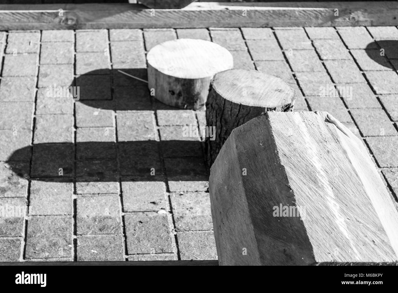 Tronc de hêtre prêt pour Saint Thomas la concurrence en bois massif à Bilbao Banque D'Images