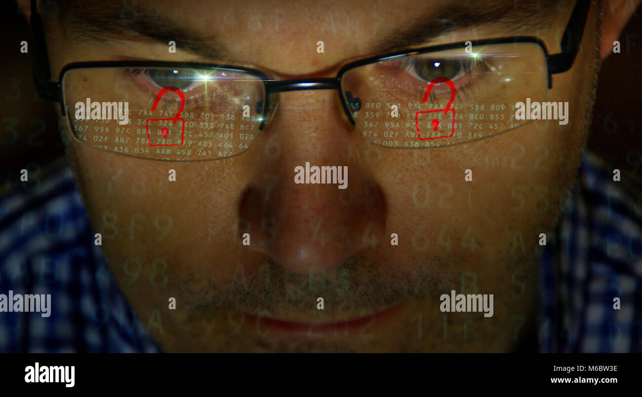Face à la rupture de la sécurité du système informatique. Concept de la cyber-criminalité. Banque D'Images