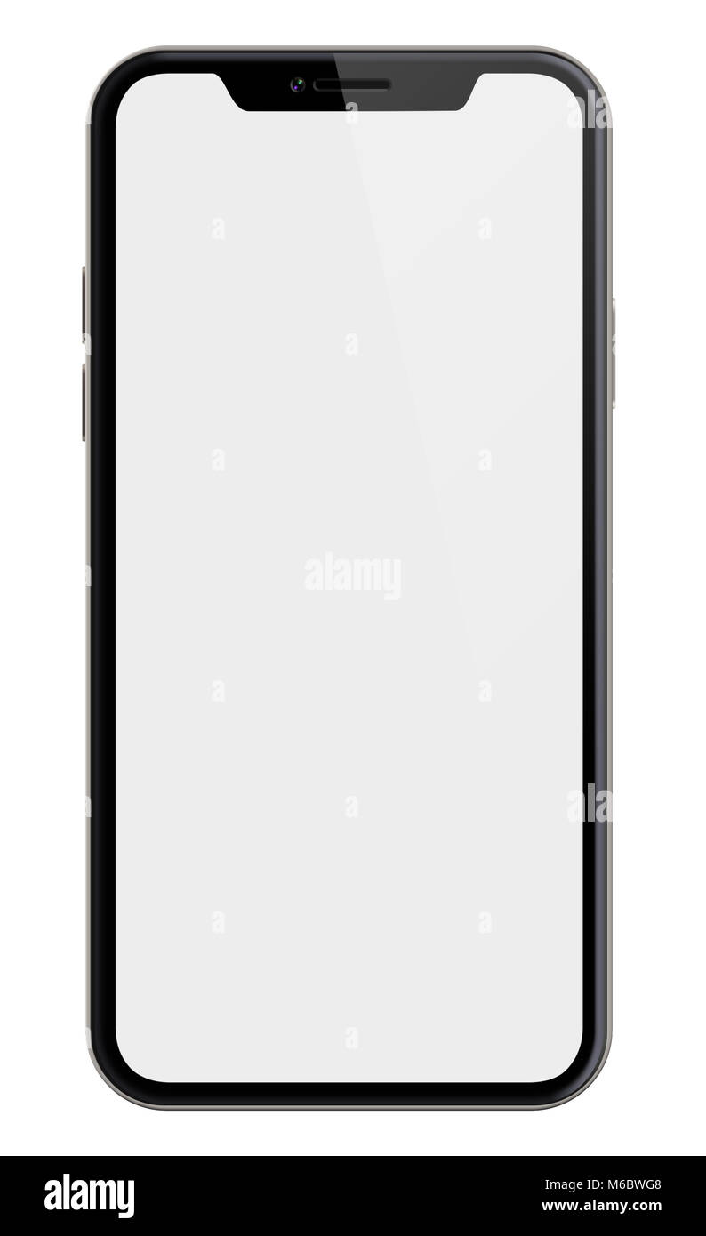 Nouveau smartphone similaire à l'iphone X isolated on white 3d illustration with clipping path inclus Banque D'Images