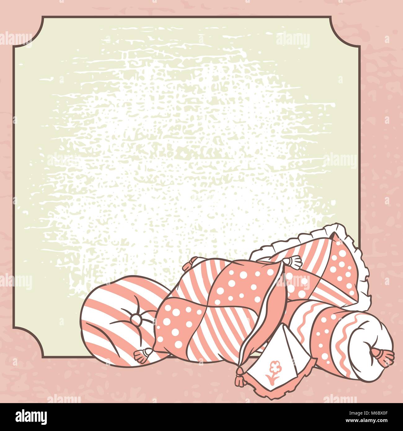 Oreillers vecteur cadre. Carte pour soirée pyjama Illustration de Vecteur