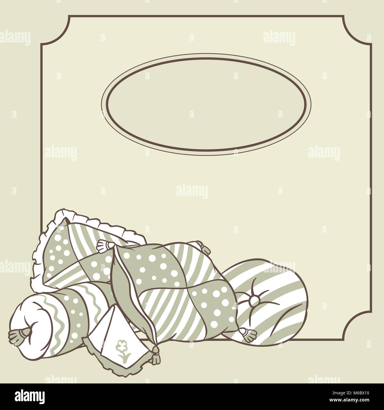 Oreillers vecteur cadre. Carte pour soirée pyjama Illustration de Vecteur