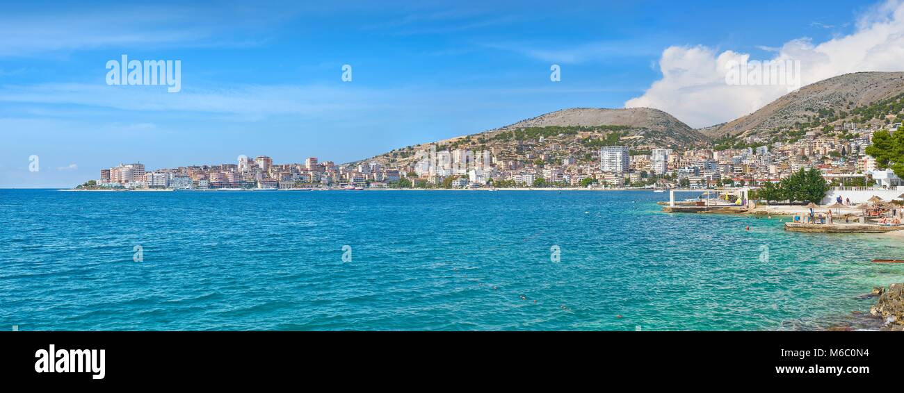 Sarande (Saranda), vue panoramique, Albanie Banque D'Images