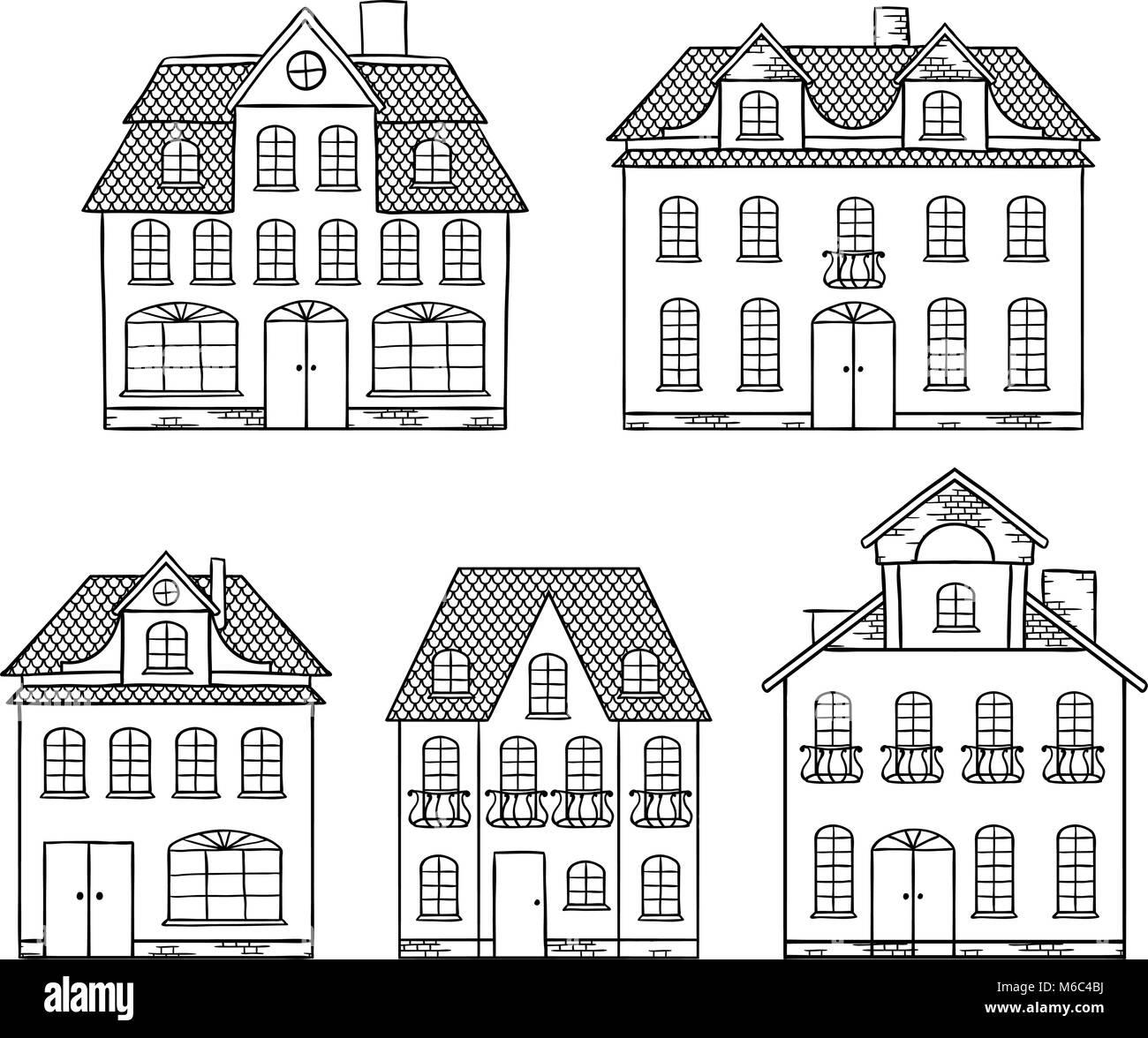 Vieux dessin à la main les maisons isolées. Illustration de Vecteur Vieux dessin à la main les maisons isolées. Illustration de Vecteur