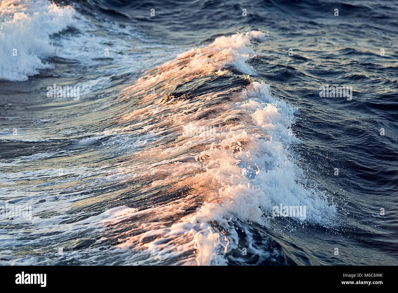 Des vagues d'écume blanche sur la surface de la mer Banque D'Images