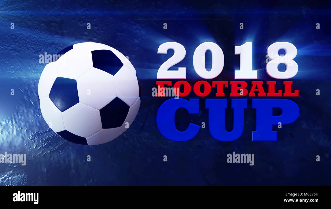 Ballon de football avec le drapeau national de la Russie sur un fond bleu. Banque D'Images