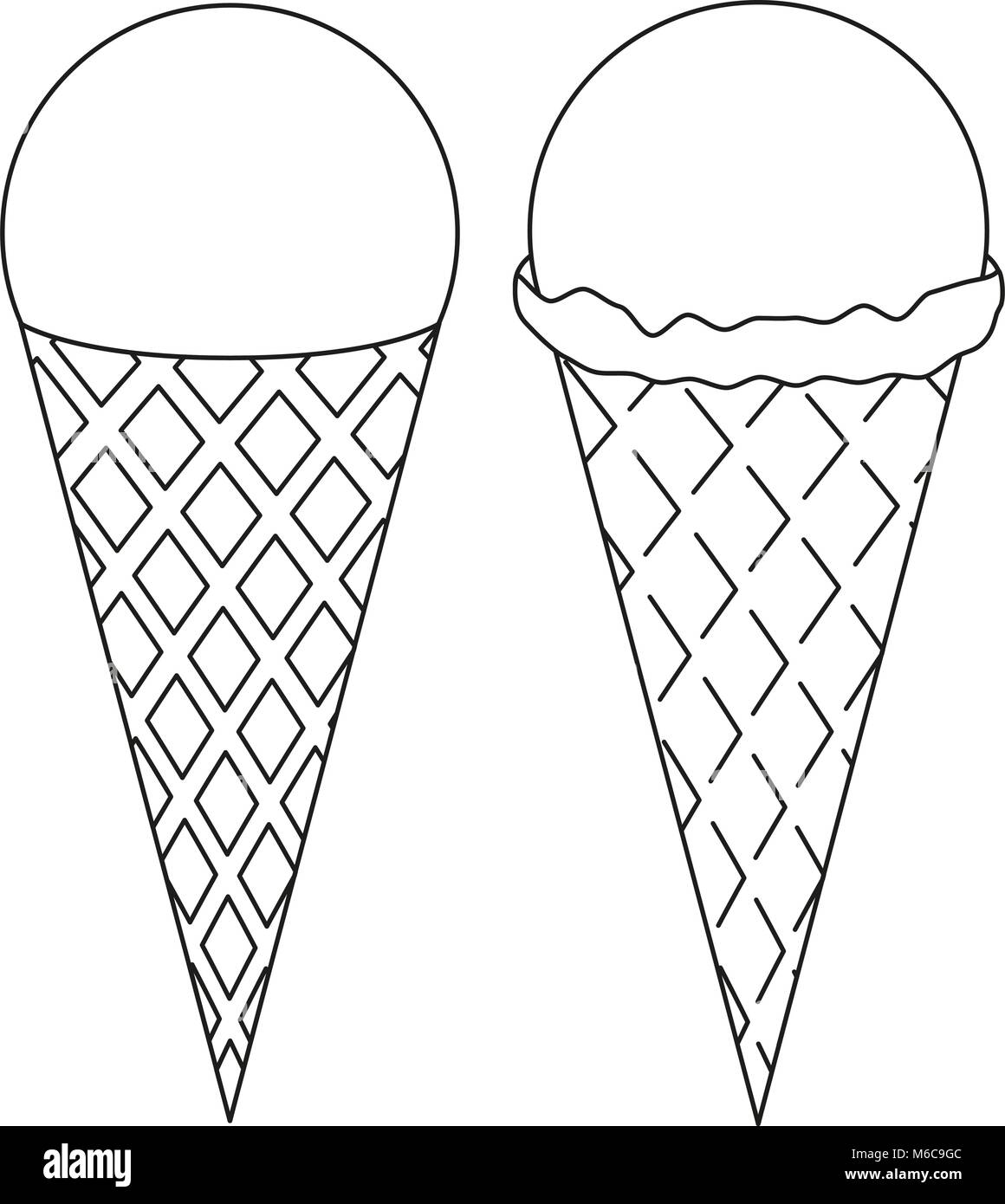 Noir et blanc la crème glacée l'icône set. Illustration de Vecteur