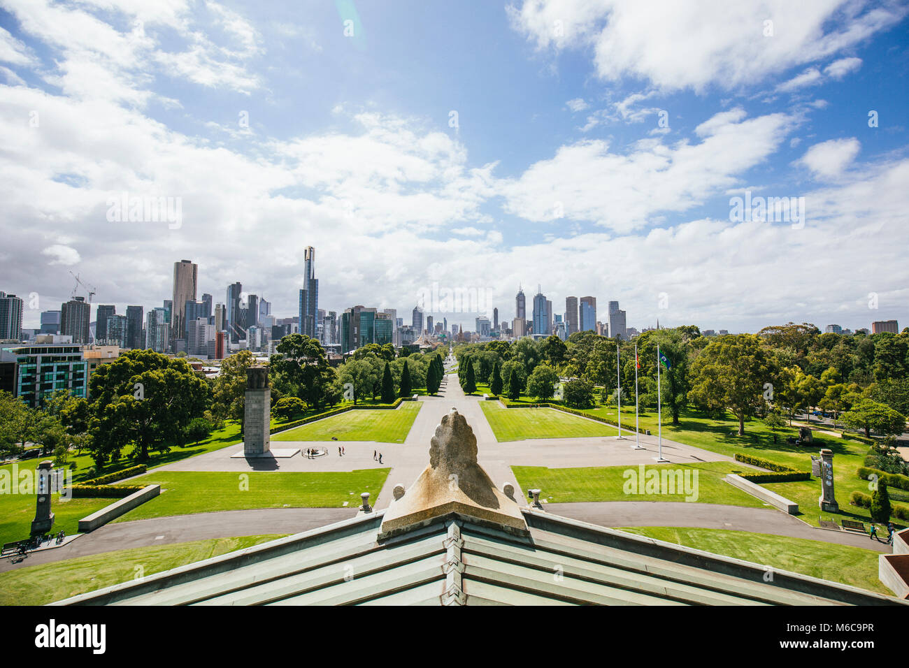 Point de vue tourné du Sanctuaire du Souvenir, à Melbourne. Banque D'Images
