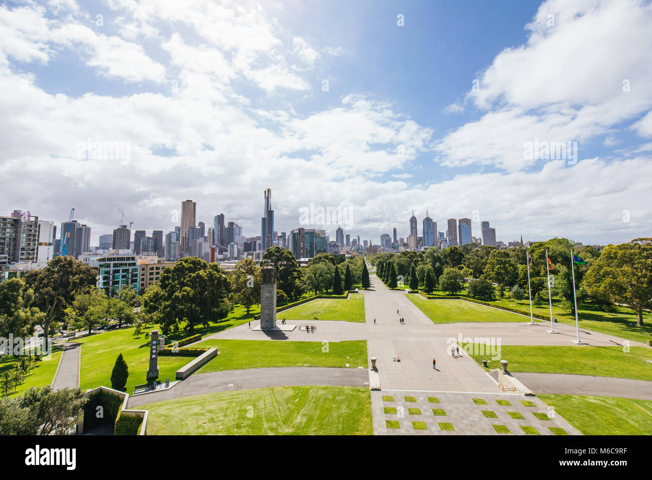 Point de vue tourné du Sanctuaire du Souvenir, à Melbourne. Banque D'Images
