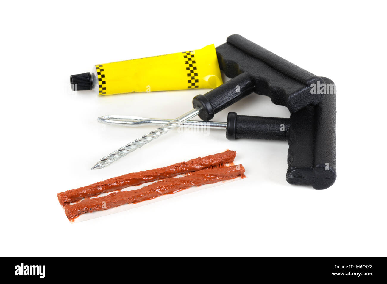 Kit de réparation de pneus à plat, branchez le kit de réparation pour pneu tubeless. Banque D'Images