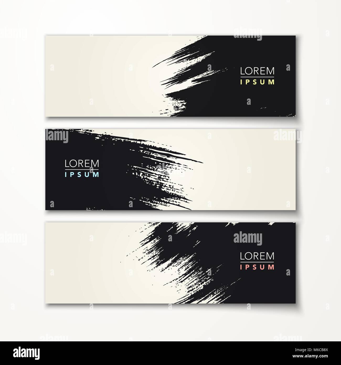 Vector illustration abstract design pinceau calligraphie chinoise jeu de bannières Illustration de Vecteur