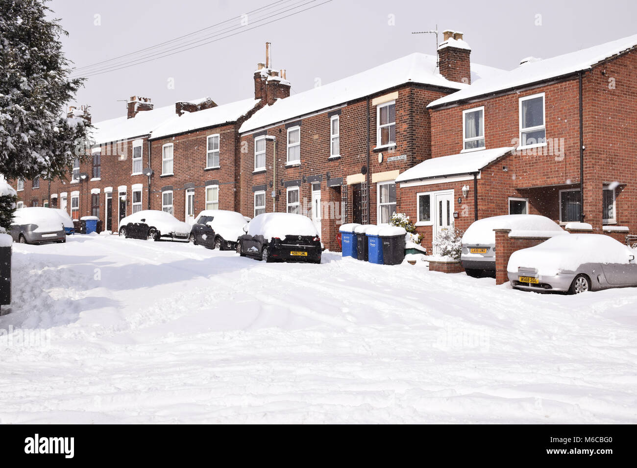 La neige, Thorpe Hamlet, Norwich Feb 2018 UK Banque D'Images