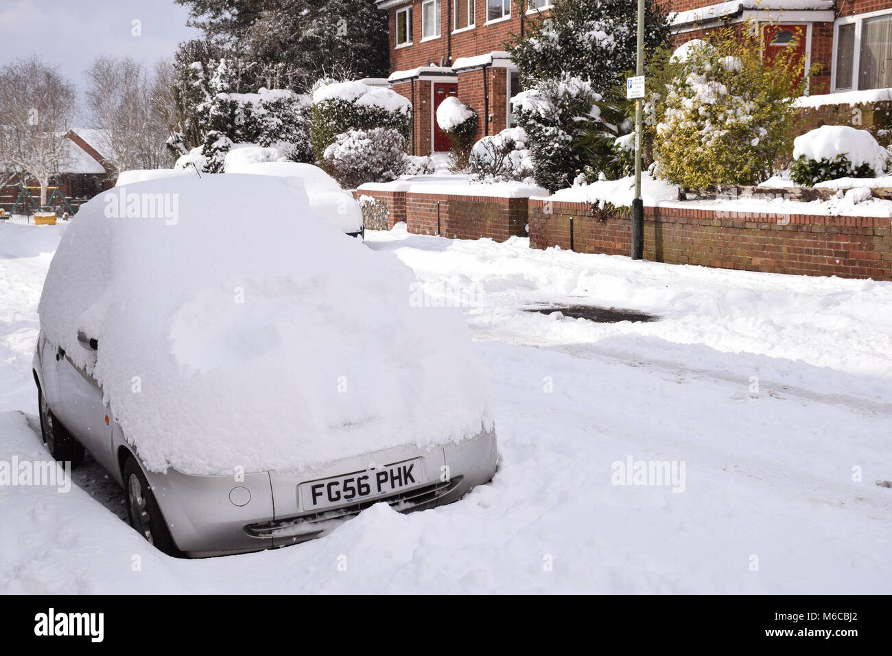 La neige, Thorpe Hamlet, Norwich Feb 2018 UK Banque D'Images
