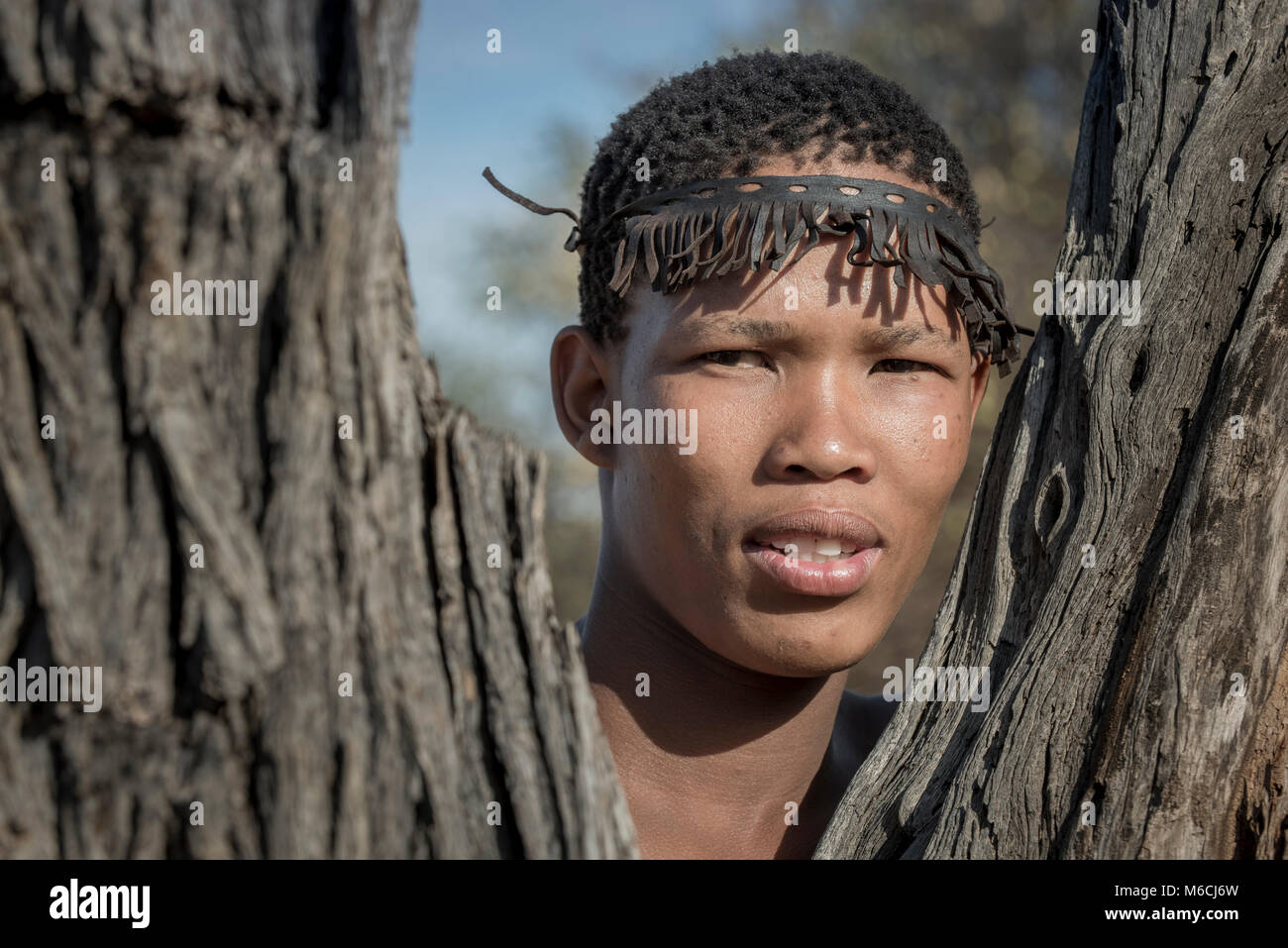 Kung Bushman, Portrait, Région Hardap, Namibie Banque D'Images