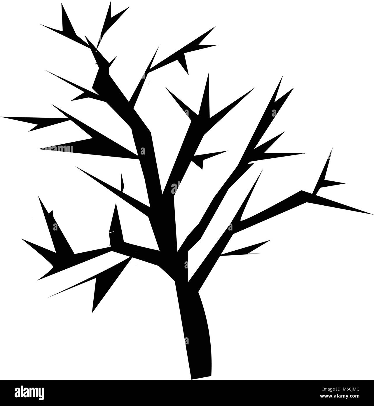 Mesquite tree silhouette sur fond blanc Illustration de Vecteur