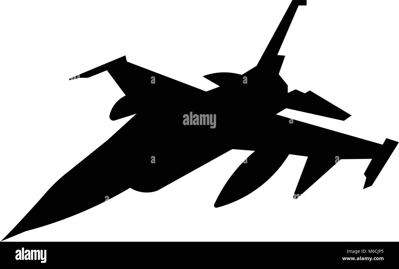 F16 silhouette sur fond blanc Illustration de Vecteur