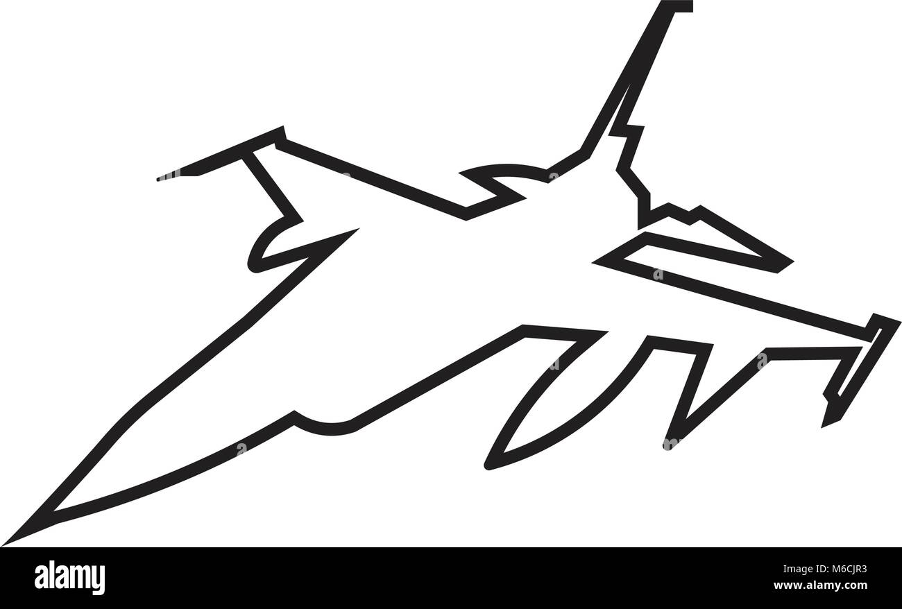 F16 contour silhouette sur fond blanc Illustration de Vecteur