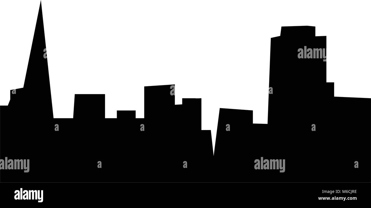 Sf skyline silhouette sur fond blanc Illustration de Vecteur