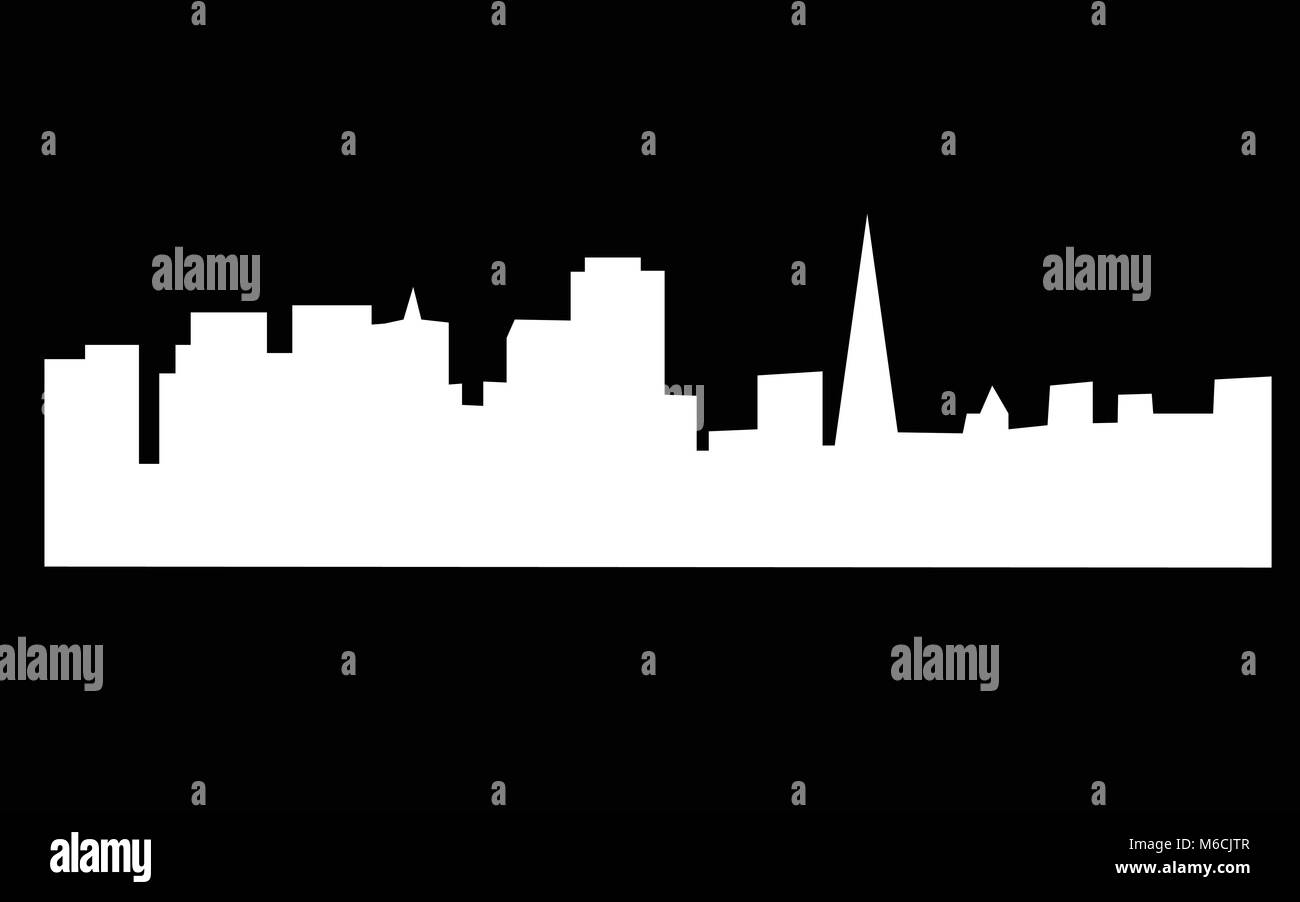Sf blanc skyline silhouette sur fond noir Illustration de Vecteur