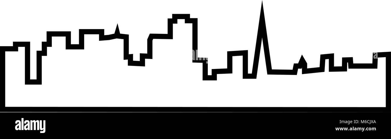 Sf skyline silhouette contours sur fond blanc Illustration de Vecteur