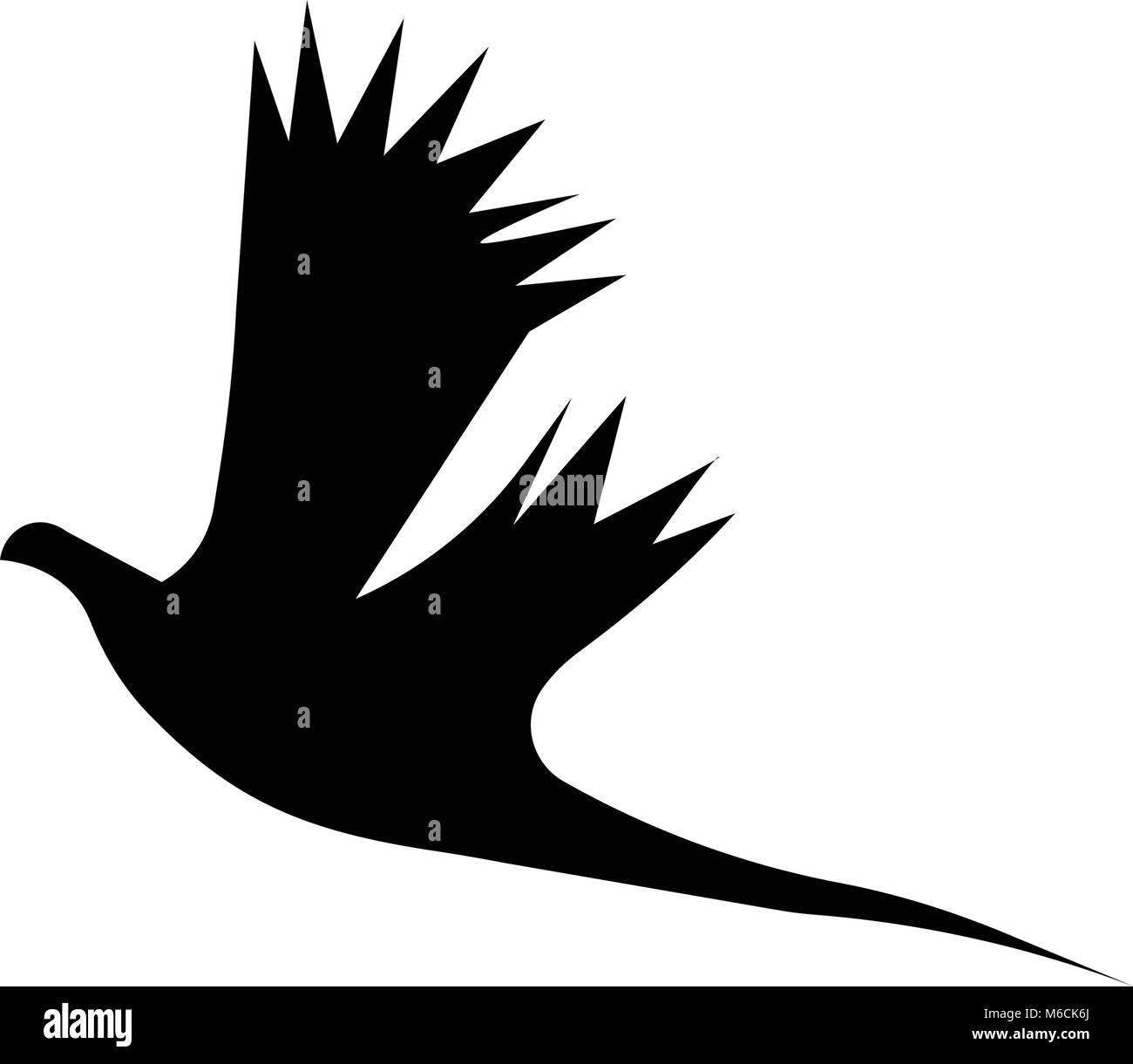 Faisan en vol silhouette sur fond blanc Illustration de Vecteur