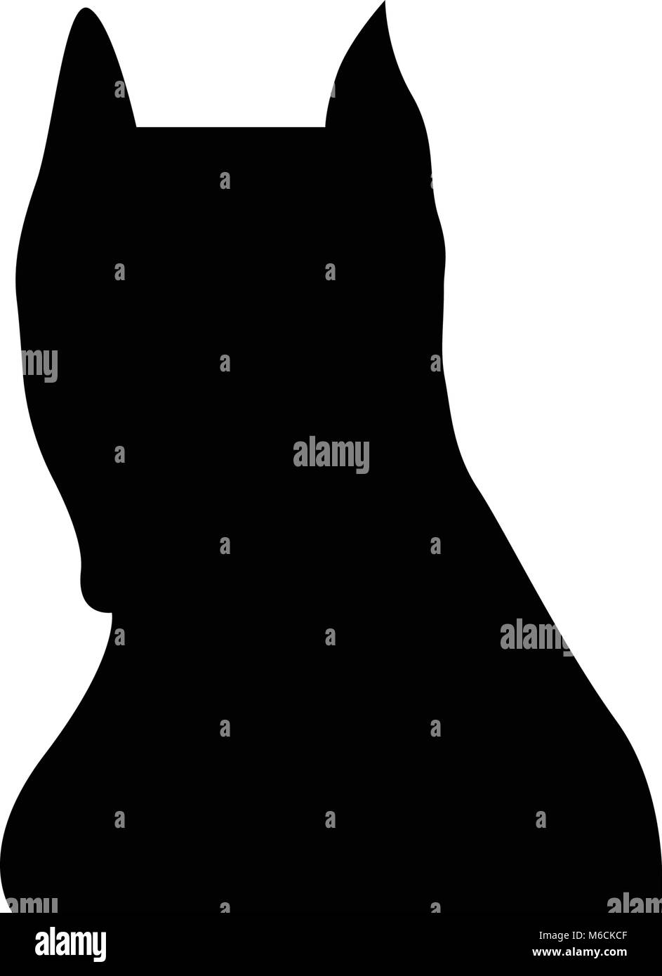 Pitbull face silhouette sur fond blanc Illustration de Vecteur