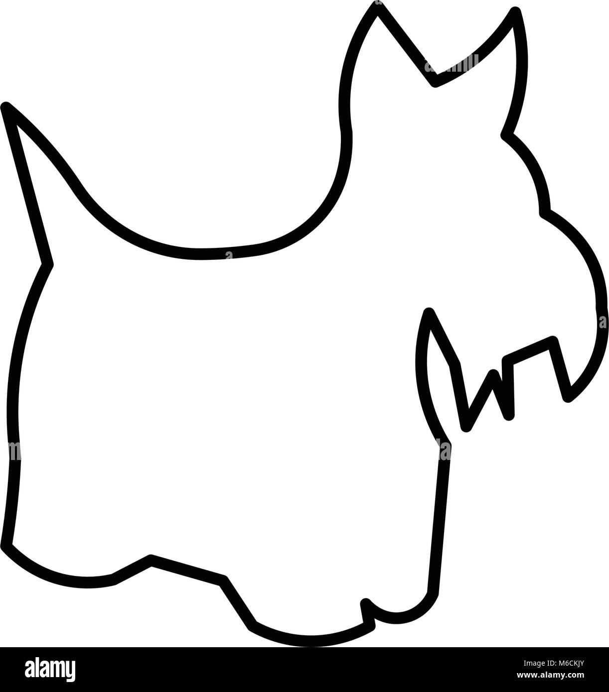 Chien scottie contour silhouette sur fond blanc Illustration de Vecteur