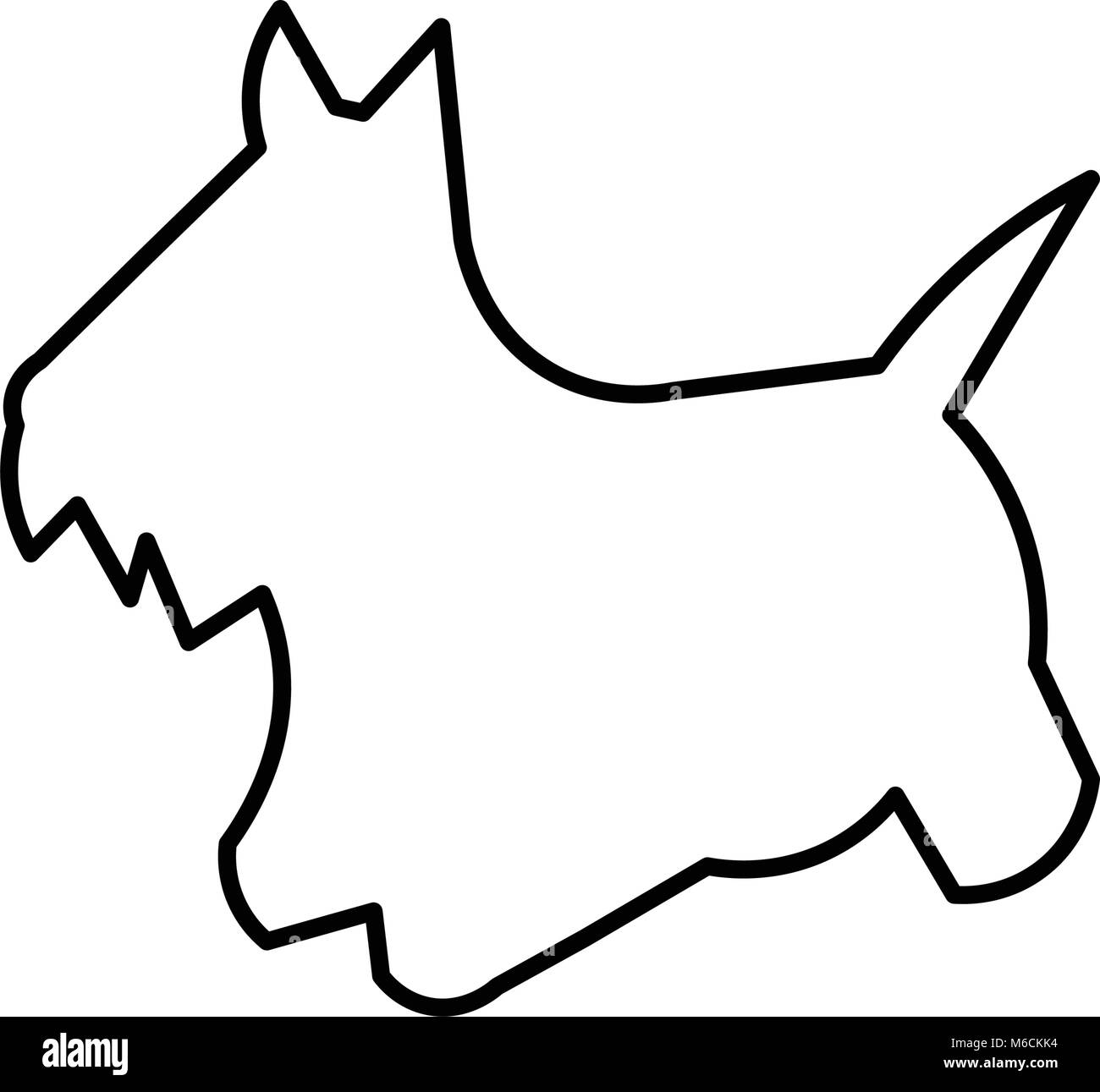 Chien scottie contour silhouette sur fond blanc Illustration de Vecteur
