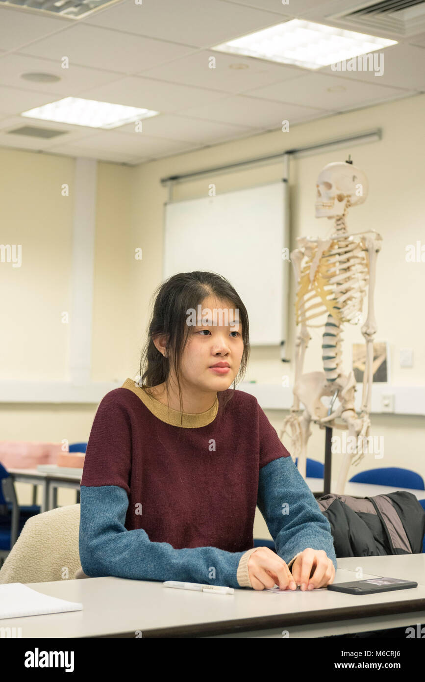 Étudiants internationaux d'apprendre dans une classe tout sur l'anatomie humaine dans une leçon médicale Banque D'Images