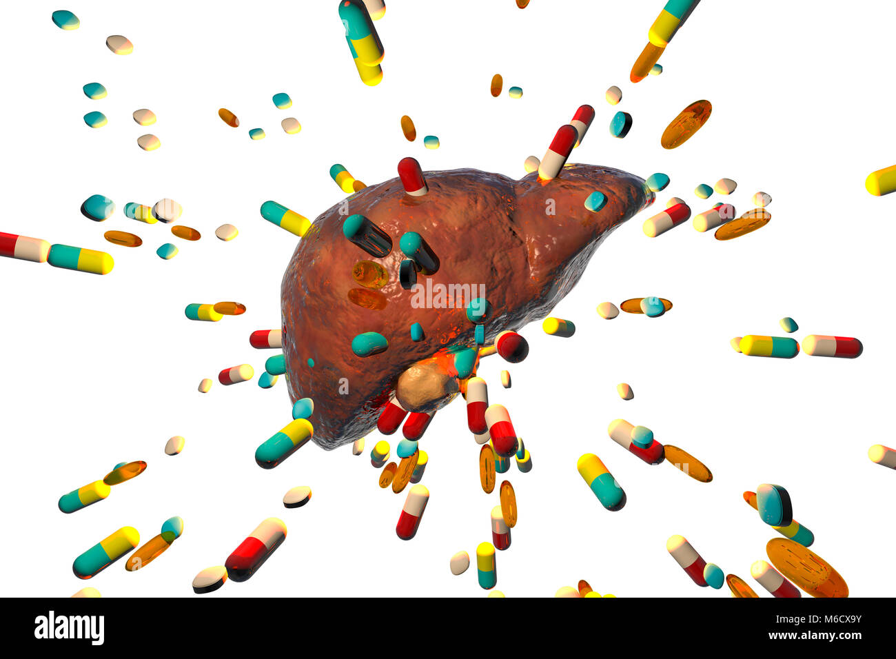 L'hépatotoxicité induite par l'illustration conceptuelle. Banque D'Images