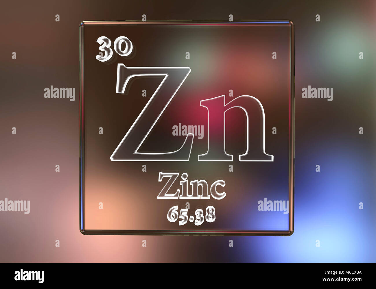 L'élément chimique Zinc, illustration de l'ordinateur. Banque D'Images