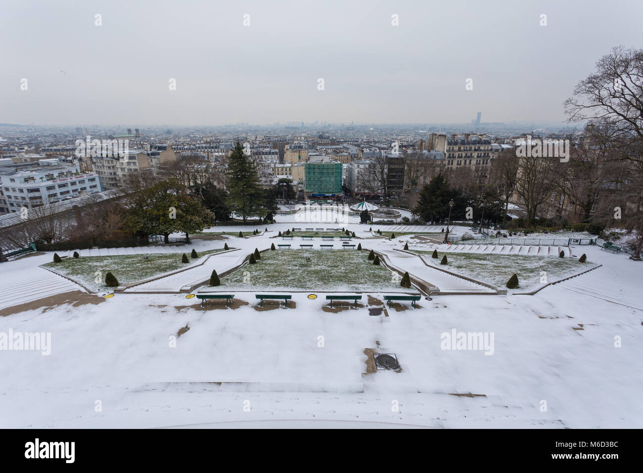 Paris sous la neige le 1er mars 2018 Banque D'Images