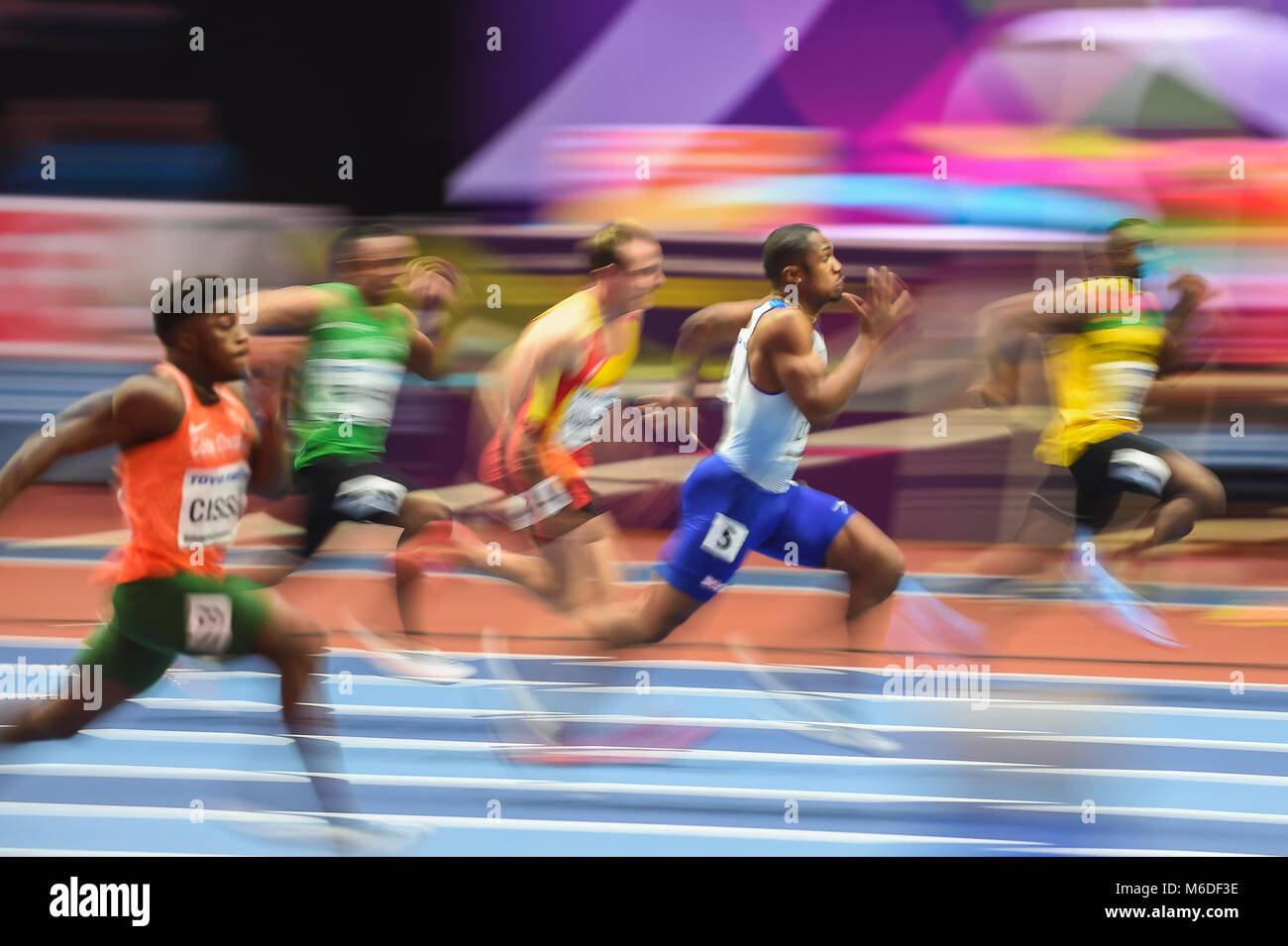 Birmingham, UK. Le 3 mars 2018. Chijindu Ujah de Grande-Bretagne à 60 mètres au Championnat du Monde de l'Athlétisme en 2018, Birmingham, Angleterre le 3 mars 2018. Credit : Cal Sport Media/Alamy Live News Banque D'Images