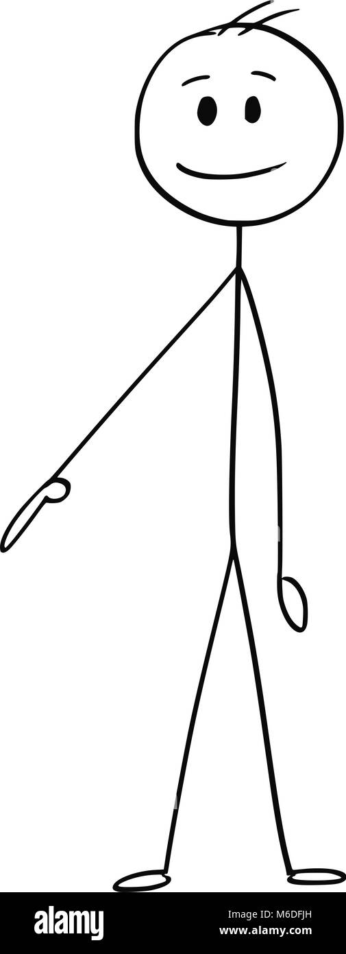 Caricature de Businessman pointant vers la droite et vers le bas Illustration de Vecteur