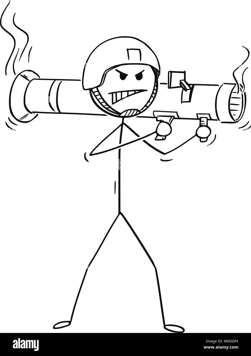 Caricature de tir Soldat de Rocket Launcher Illustration de Vecteur