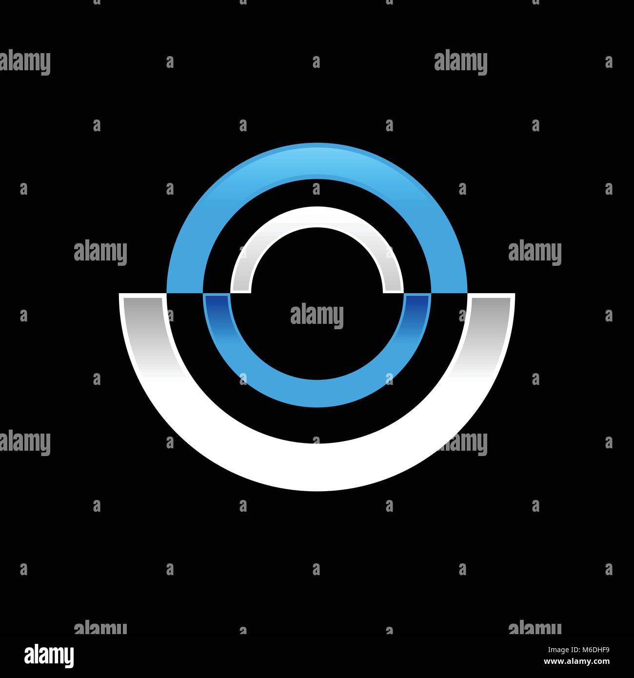 La moitié radiale abstrait bleu disque Symbole Vecteur Conception Logo Graphique Illustration de Vecteur