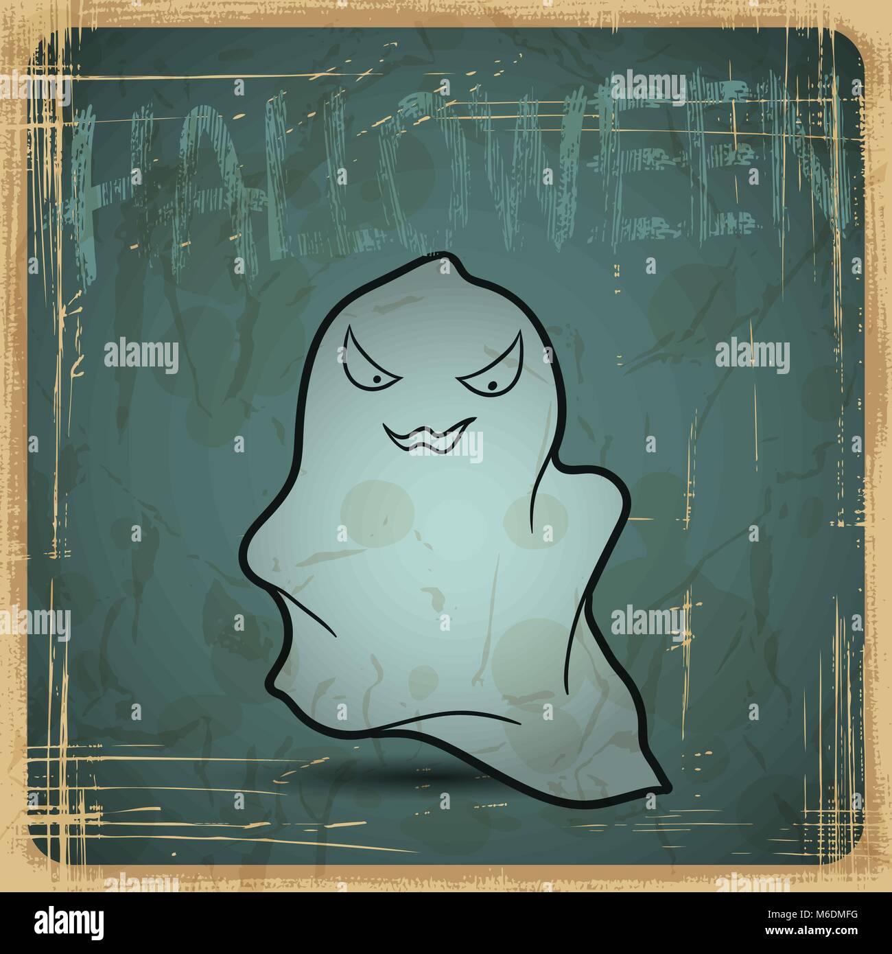 EPS10 vintage grunge ancienne carte. Halloween Ghost Illustration de Vecteur