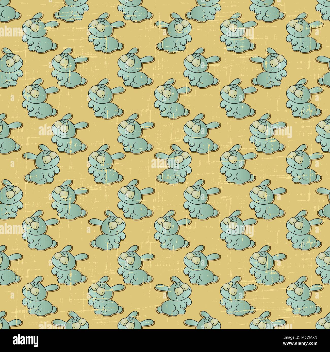 Vintage vector seamless pattern avec le lapin de dessin animé Illustration de Vecteur