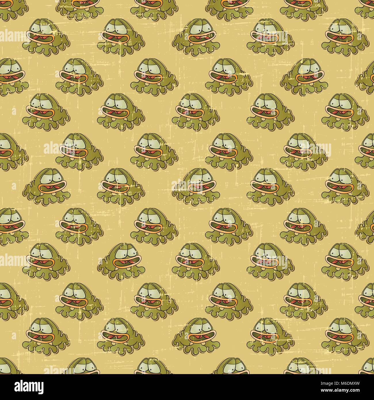 Vintage vector seamless pattern avec cartoon grenouilles Illustration de Vecteur