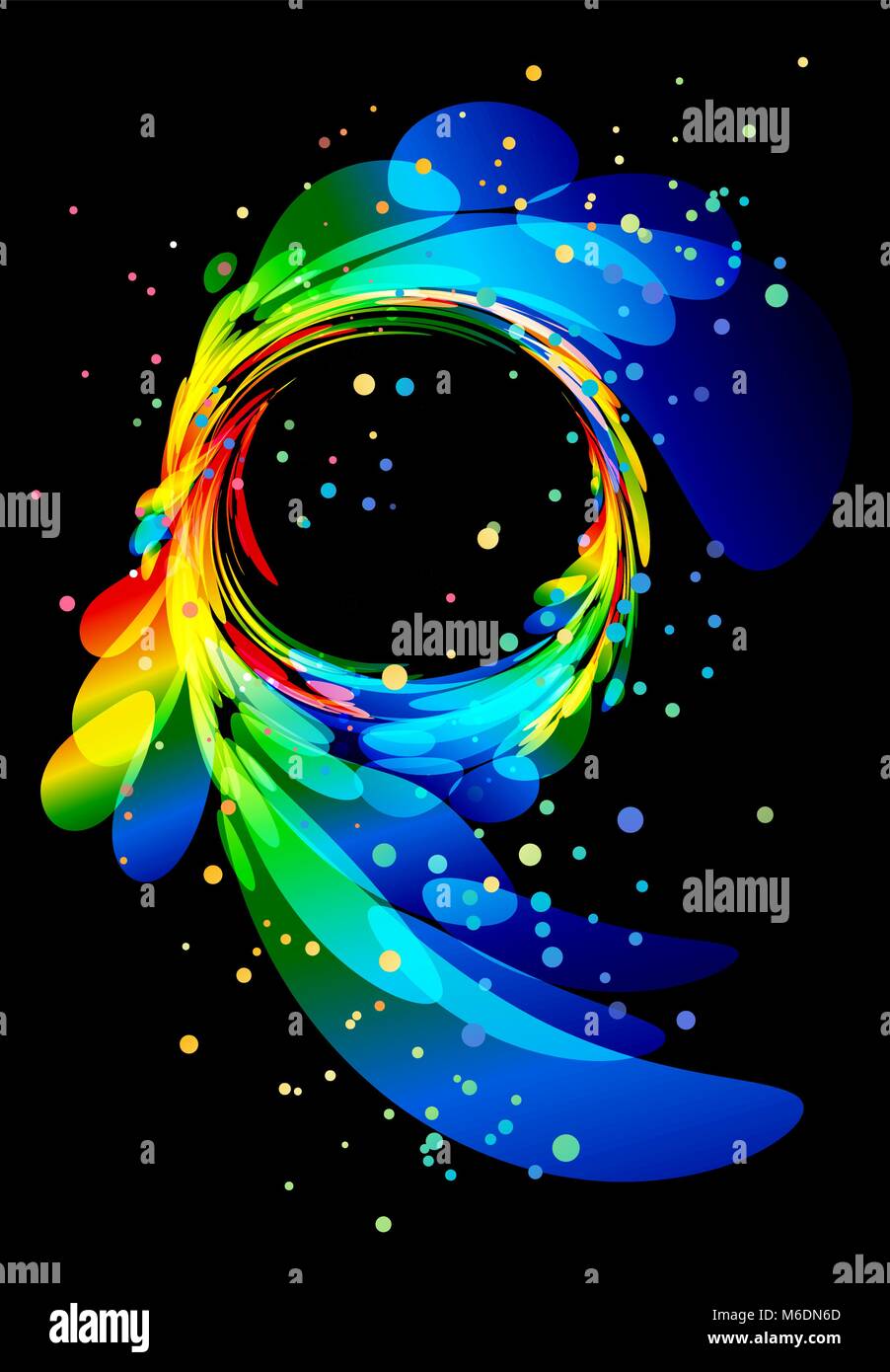 Circulaire de couleur Splash élément abstrait sur fond noir Illustration de Vecteur