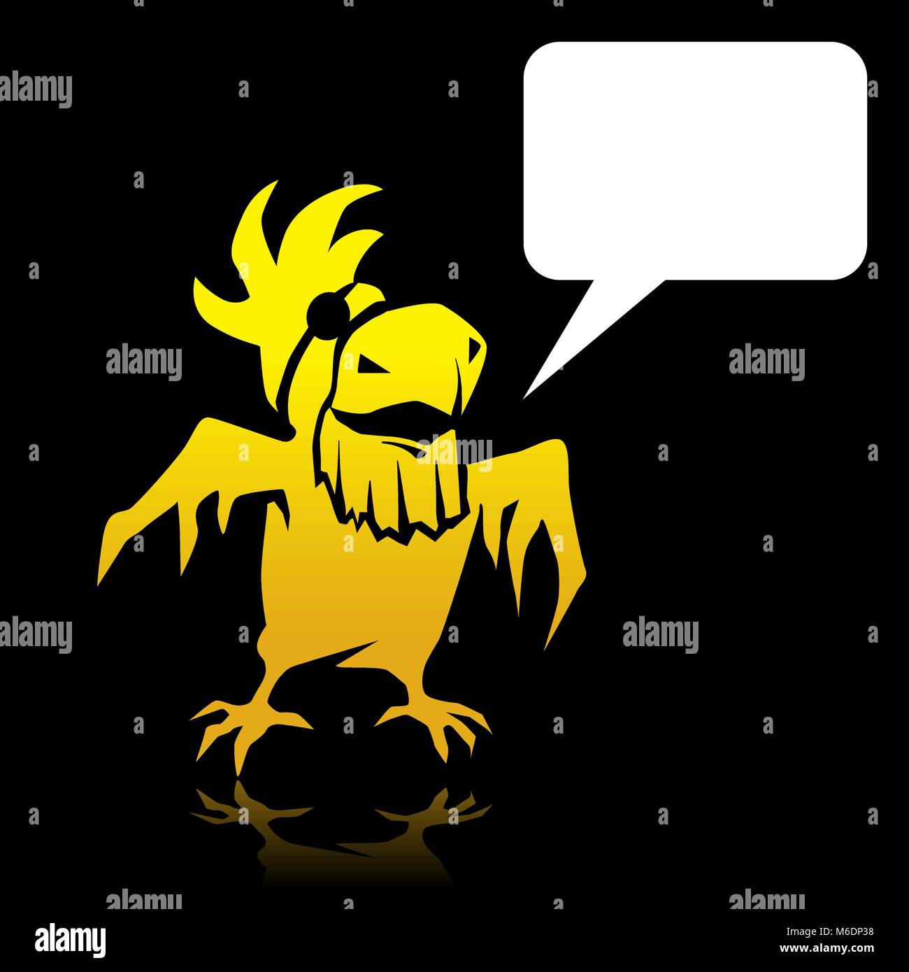 Angry cartoon yellow parrot pirate avec un espace réservé au texte Illustration de Vecteur